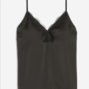 EXPRESS , Women , BRAND NEW Satin women TOP , Lace Trim V-Neck Cami
